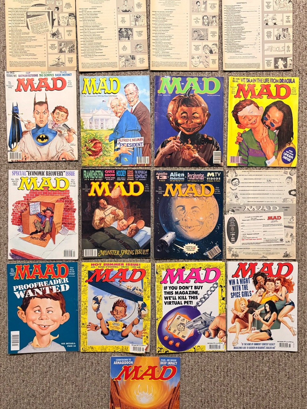 Lot of 17 Vintage Mad Magazines / Comics 1960s 1990s